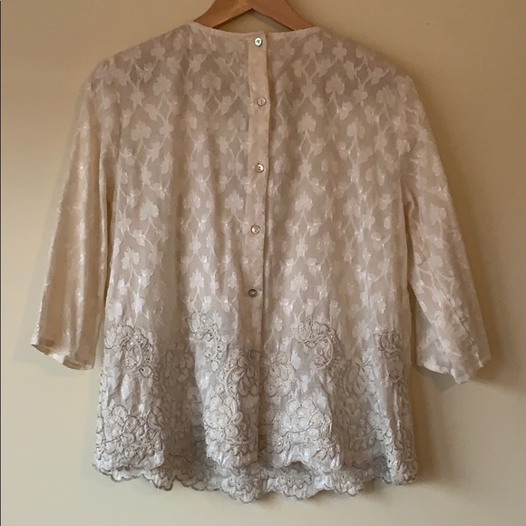Embellished Anthropologie boho cotton blouse sz4 - Picture 6 of 10